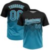 Custom Black Panther Blue-White 3D Gradient Square Shape Two-Button Unisex Softball Jersey