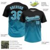 Custom Black Panther Blue-White 3D Gradient Square Shape Two-Button Unisex Softball Jersey