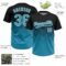 Custom Black Panther Blue-White 3D Gradient Square Shape Two-Button Unisex Softball Jersey