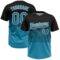 Custom Black Panther Blue-White 3D Gradient Square Shape Two-Button Unisex Softball Jersey