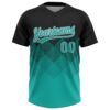 Custom Black Aqua-White 3D Gradient Square Shape Two-Button Unisex Softball Jersey