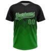 Custom Black Grass Green-White 3D Gradient Square Shape Two-Button Unisex Softball Jersey