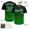 Custom Black Grass Green-White 3D Gradient Square Shape Two-Button Unisex Softball Jersey