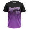 Custom Black Medium Purple-White 3D Gradient Square Shape Two-Button Unisex Softball Jersey