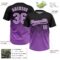 Custom Black Medium Purple-White 3D Gradient Square Shape Two-Button Unisex Softball Jersey