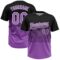 Custom Black Medium Purple-White 3D Gradient Square Shape Two-Button Unisex Softball Jersey