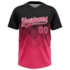 Custom Black Neon Pink-White 3D Gradient Square Shape Two-Button Unisex Softball Jersey