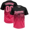 Custom Black Neon Pink-White 3D Gradient Square Shape Two-Button Unisex Softball Jersey