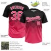 Custom Black Neon Pink-White 3D Gradient Square Shape Two-Button Unisex Softball Jersey