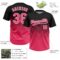 Custom Black Neon Pink-White 3D Gradient Square Shape Two-Button Unisex Softball Jersey