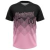 Custom Black Light Pink 3D Gradient Square Shape Two-Button Unisex Softball Jersey