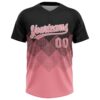 Custom Black Medium Pink-White 3D Gradient Square Shape Two-Button Unisex Softball Jersey