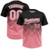 Custom Black Medium Pink-White 3D Gradient Square Shape Two-Button Unisex Softball Jersey