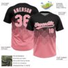 Custom Black Medium Pink-White 3D Gradient Square Shape Two-Button Unisex Softball Jersey