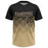 Custom Black Vegas Gold 3D Gradient Square Shape Two-Button Unisex Softball Jersey