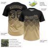 Custom Black Vegas Gold 3D Gradient Square Shape Two-Button Unisex Softball Jersey