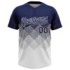 Custom Navy White 3D Gradient Square Shape Two-Button Unisex Softball Jersey