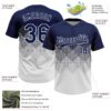 Custom Navy White 3D Gradient Square Shape Two-Button Unisex Softball Jersey