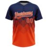 Custom Navy Orange-White 3D Gradient Square Shape Two-Button Unisex Softball Jersey
