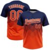 Custom Navy Orange-White 3D Gradient Square Shape Two-Button Unisex Softball Jersey