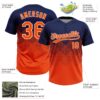 Custom Navy Orange-White 3D Gradient Square Shape Two-Button Unisex Softball Jersey