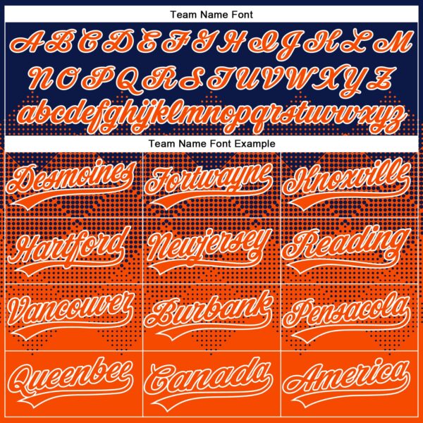 Custom Navy Orange-White 3D Gradient Square Shape Two-Button Unisex Softball Jersey