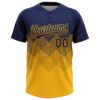 Custom Navy Gold 3D Gradient Square Shape Two-Button Unisex Softball Jersey