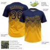 Custom Navy Gold 3D Gradient Square Shape Two-Button Unisex Softball Jersey