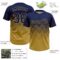 Custom Navy Old Gold 3D Gradient Square Shape Two-Button Unisex Softball Jersey