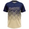 Custom Navy Cream 3D Gradient Square Shape Two-Button Unisex Softball Jersey