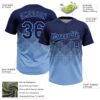 Custom Navy Light Blue 3D Gradient Square Shape Two-Button Unisex Softball Jersey