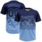 Custom Navy Light Blue 3D Gradient Square Shape Two-Button Unisex Softball Jersey