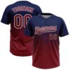Custom Navy Crimson-White 3D Gradient Square Shape Two-Button Unisex Softball Jersey