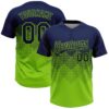 Custom Navy Neon Green 3D Gradient Square Shape Two-Button Unisex Softball Jersey