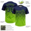 Custom Navy Neon Green 3D Gradient Square Shape Two-Button Unisex Softball Jersey