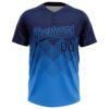 Custom Navy Electric Blue 3D Gradient Square Shape Two-Button Unisex Softball Jersey