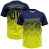 Custom Navy Neon Yellow 3D Gradient Square Shape Two-Button Unisex Softball Jersey