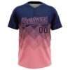 Custom Navy Medium Pink 3D Gradient Square Shape Two-Button Unisex Softball Jersey