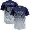 Custom Navy Silver 3D Gradient Square Shape Two-Button Unisex Softball Jersey