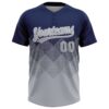 Custom Navy Gray-White 3D Gradient Square Shape Two-Button Unisex Softball Jersey