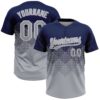 Custom Navy Gray-White 3D Gradient Square Shape Two-Button Unisex Softball Jersey