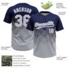 Custom Navy Gray-White 3D Gradient Square Shape Two-Button Unisex Softball Jersey