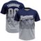 Custom Navy Gray-White 3D Gradient Square Shape Two-Button Unisex Softball Jersey