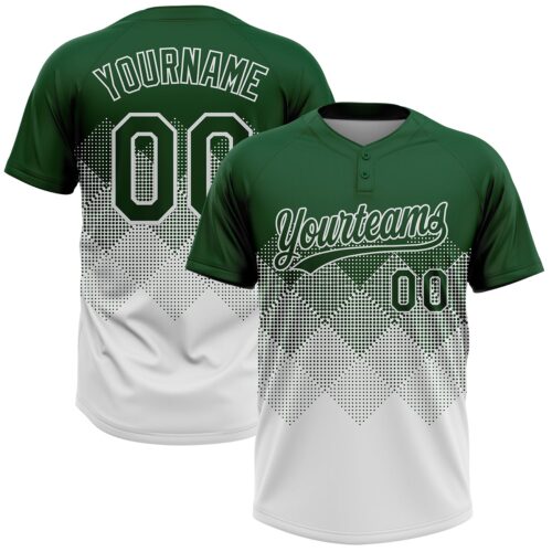 Softball1899 Custom Green White 3D Gradient Square Shape Two-Button Unisex Softball Jersey