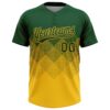 Custom Green Yellow 3D Gradient Square Shape Two-Button Unisex Softball Jersey