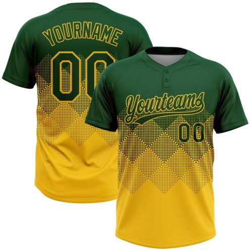 Softball1901 Custom Green Yellow 3D Gradient Square Shape Two-Button Unisex Softball Jersey