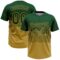 Custom Green Old Gold 3D Gradient Square Shape Two-Button Unisex Softball Jersey