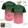 Custom Green Medium Pink 3D Gradient Square Shape Two-Button Unisex Softball Jersey