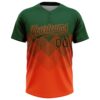 Custom Green Orange 3D Gradient Square Shape Two-Button Unisex Softball Jersey