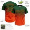 Custom Green Orange 3D Gradient Square Shape Two-Button Unisex Softball Jersey